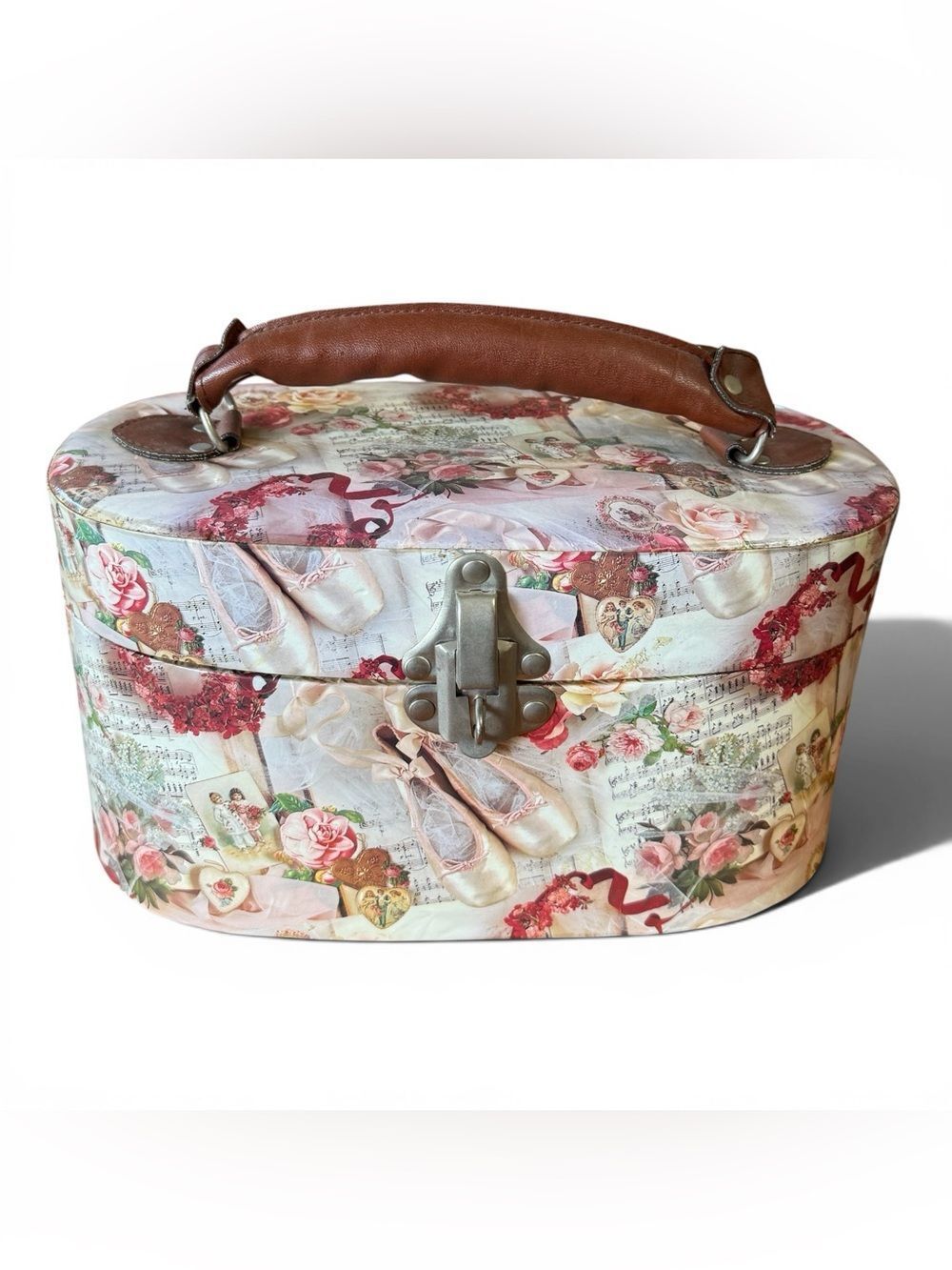 NWOT Vintage Once Upon A Rose Victorian Treasures Train Case Makeup Box Ballet